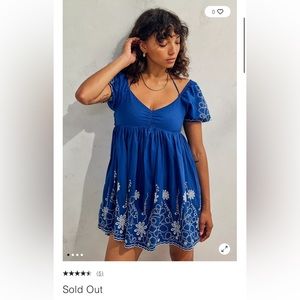 Urban Outfitters Shiloh Embroidered Babydoll Mini Dress